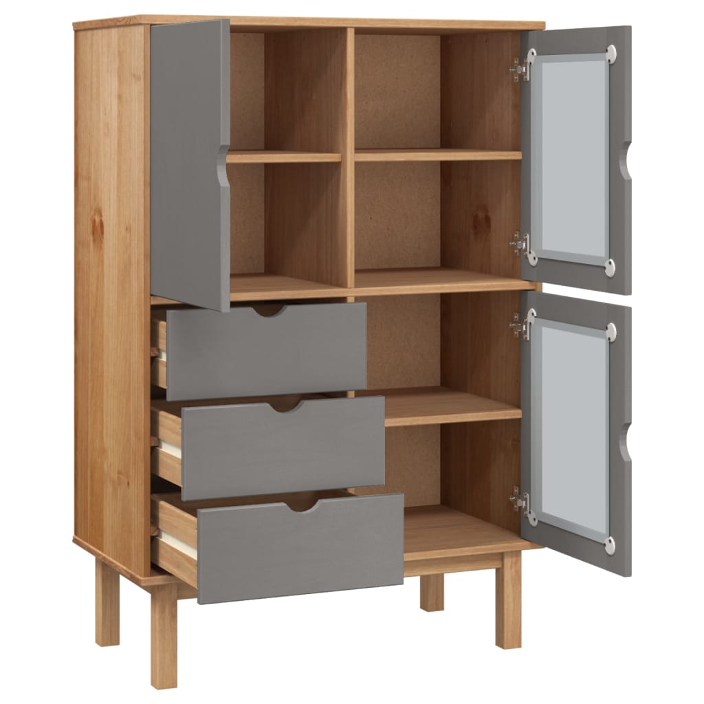 Highboard 85x43x125 cm Massives Kiefernholz