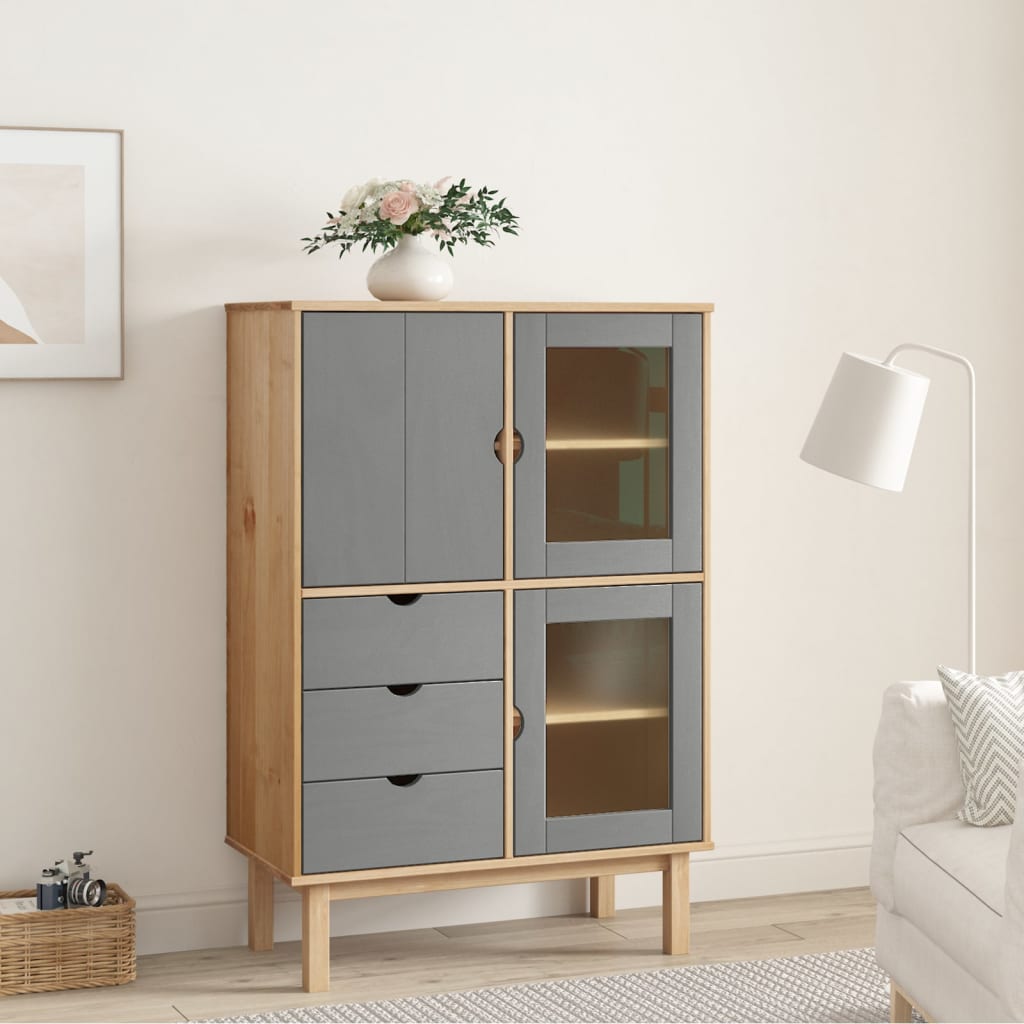 Highboard 85x43x125 cm Massives Kiefernholz