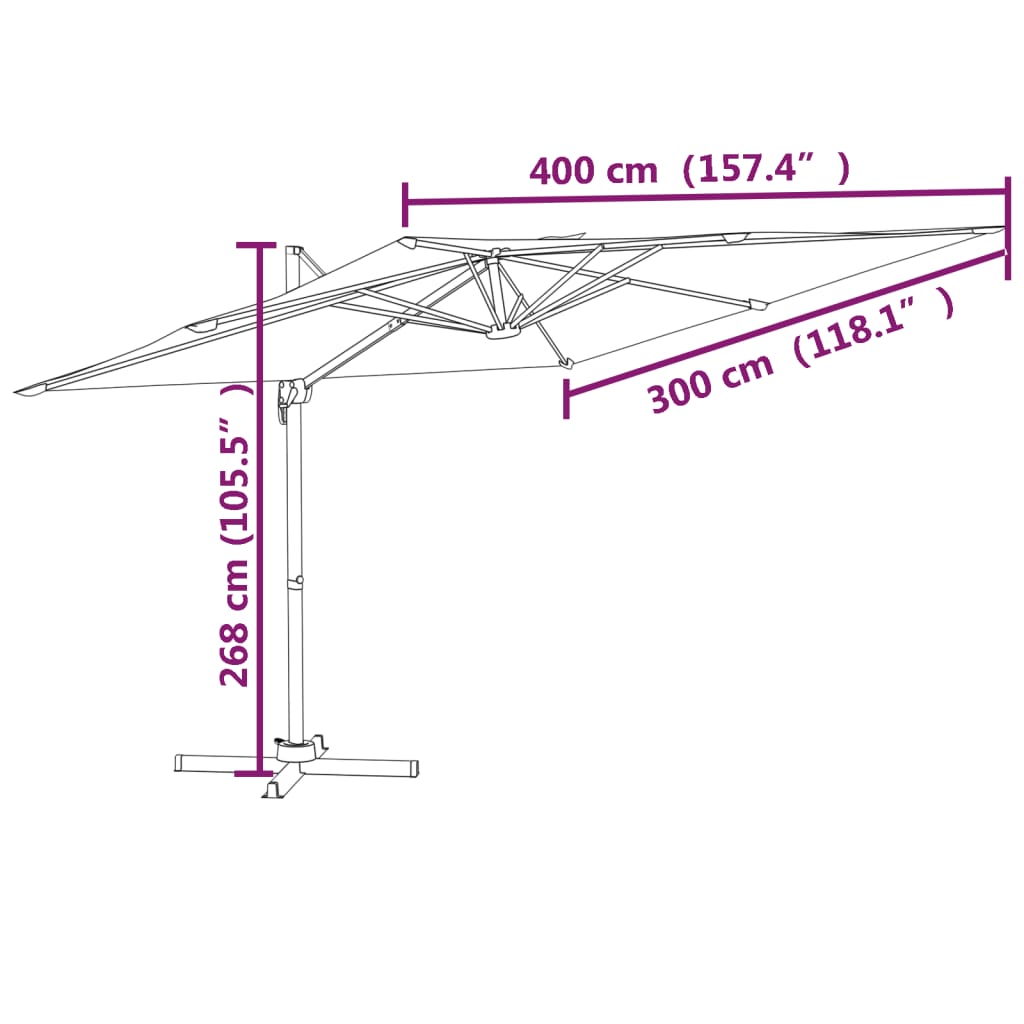 LED-Ampelschirm Anthrazit 400x300 cm