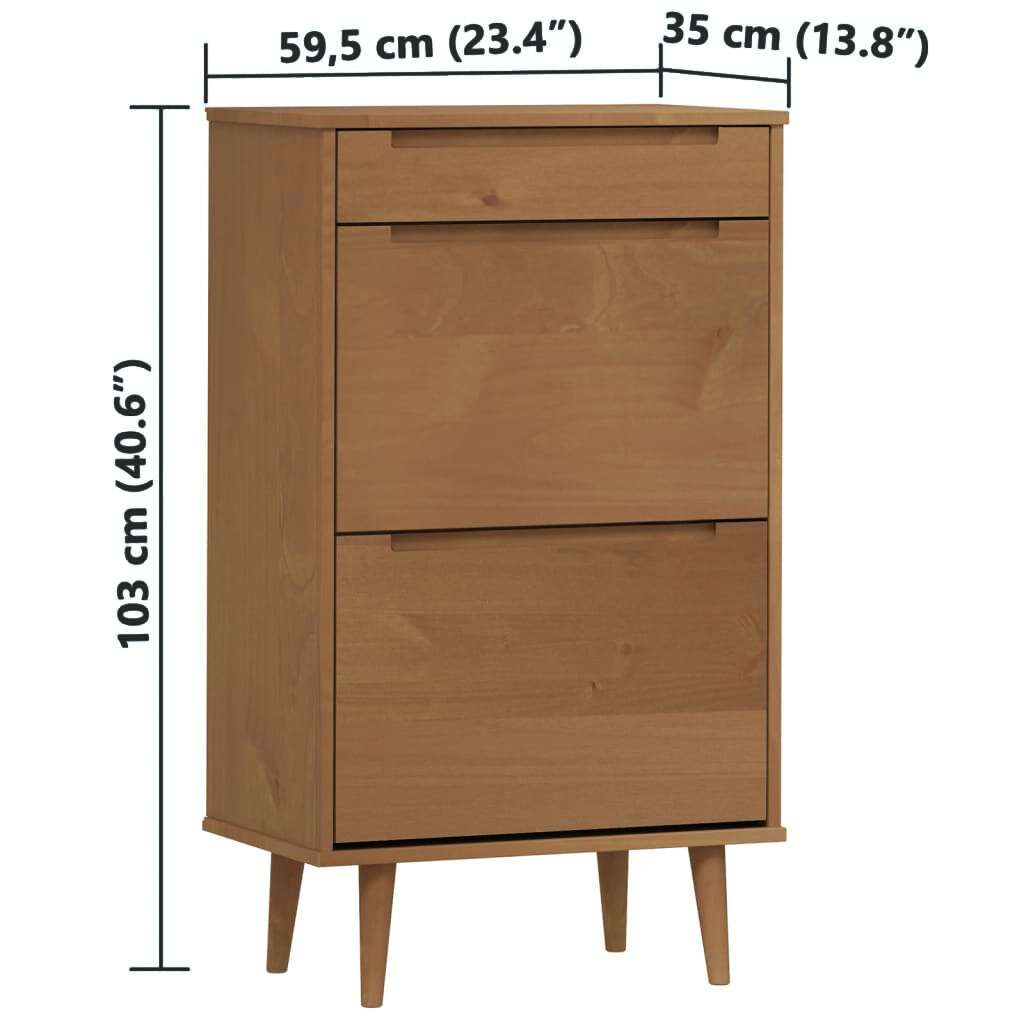 Schuhschrank 59,5x35x103 cm Kiefernholz