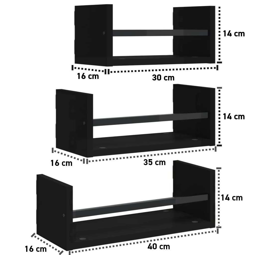 3-tlg. Wandregal