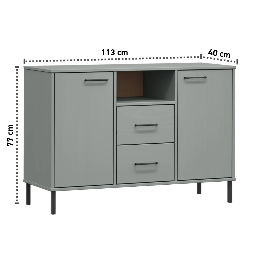 Sideboard 113x40x77 cm Massives Kiefernholz
