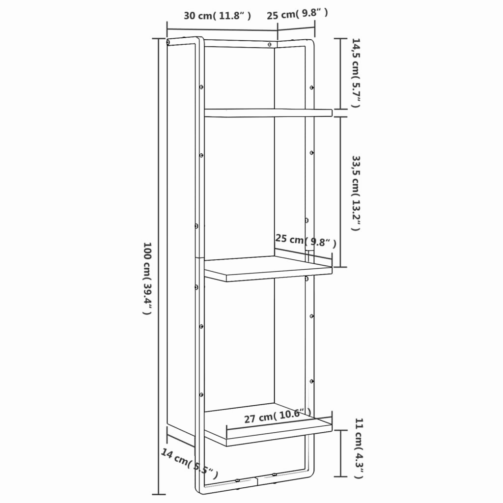 Wandregal 65-100 cm