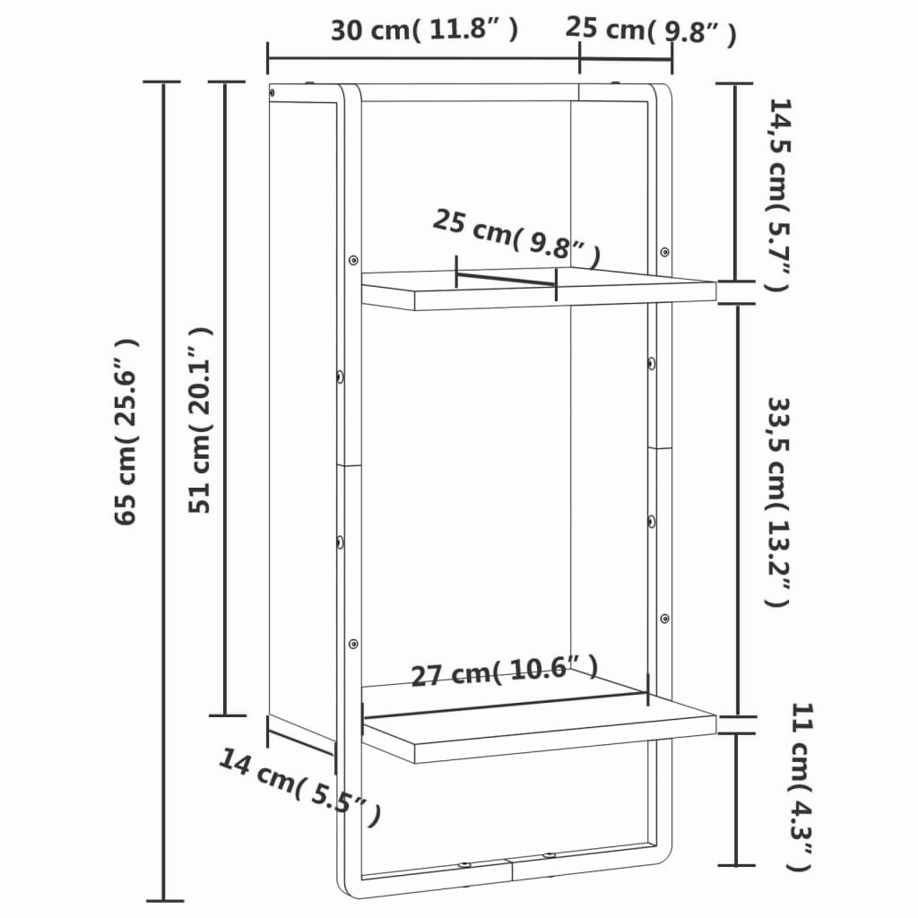 Wandregal 65-100 cm