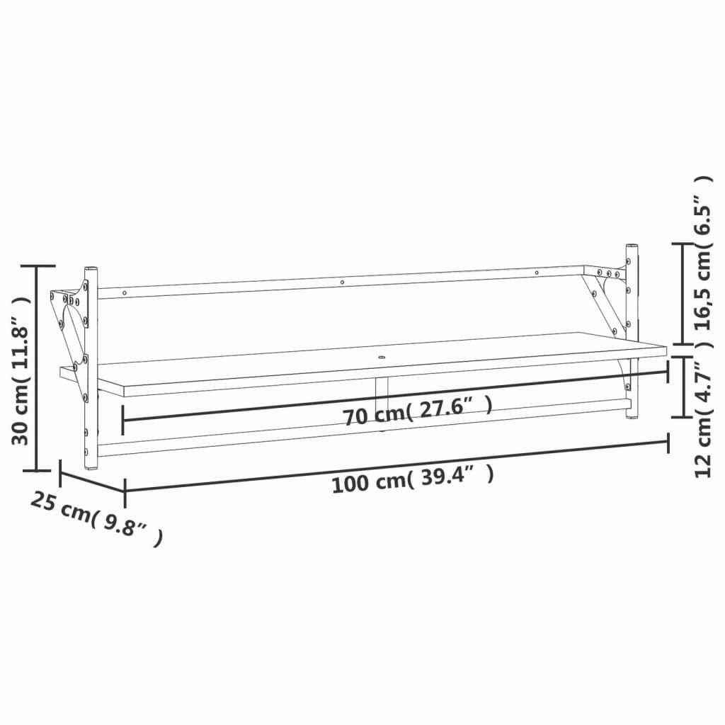 2er-Set Wandregal 30-100 cm