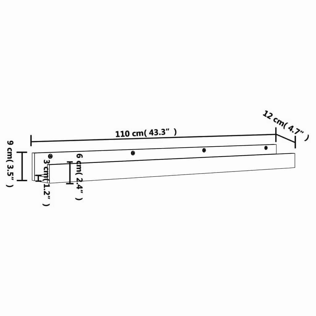 2er-Set Wandregale 50-110 cm