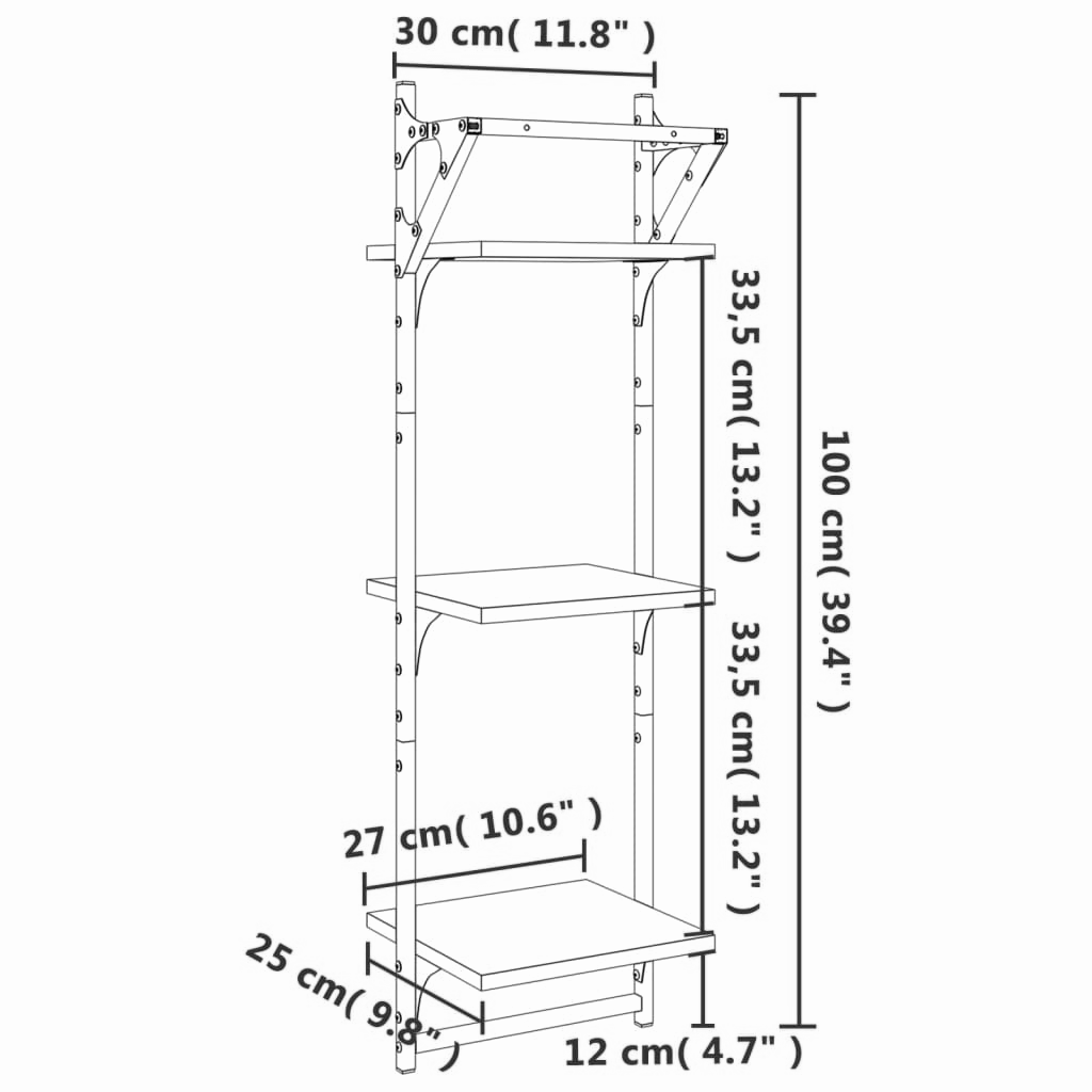 2er-Set Wandregal 65-100 cm