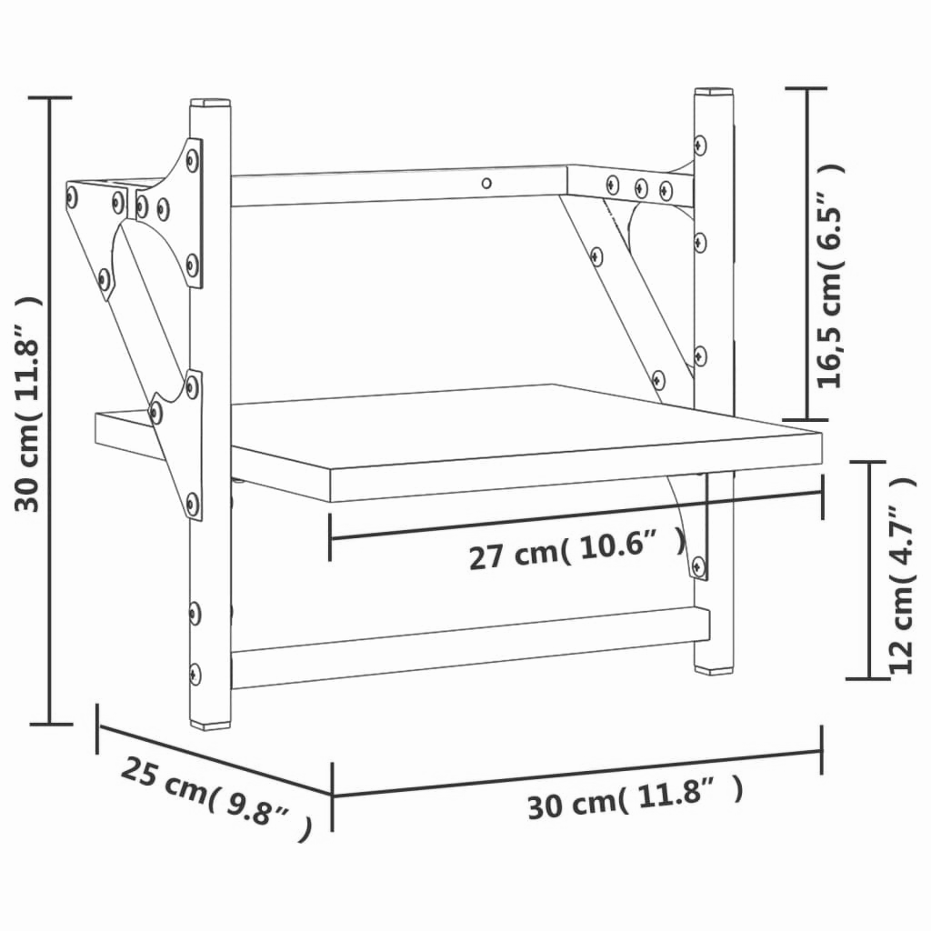 2er-Set Wandregal 30-100 cm