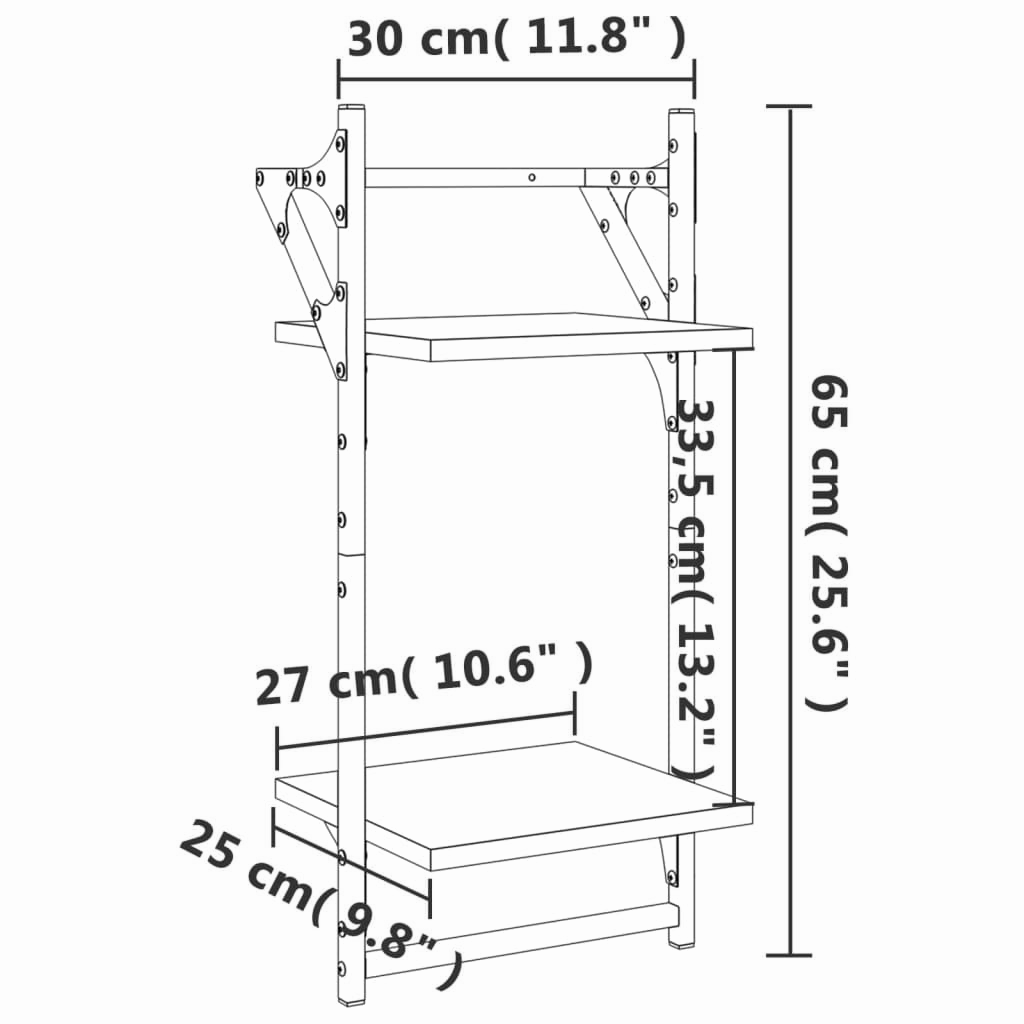 2er-Set Wandregal 65-100 cm