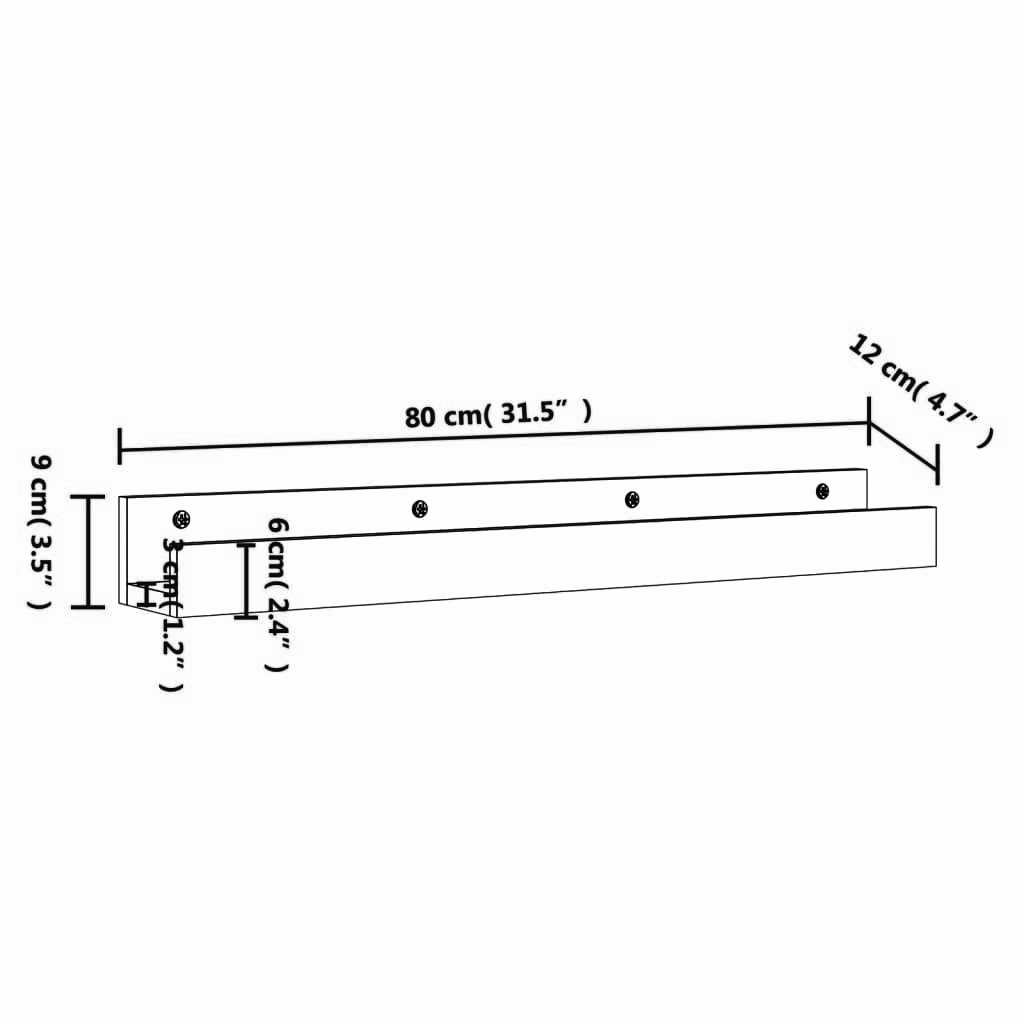 2er-Set Wandregale 50-110 cm