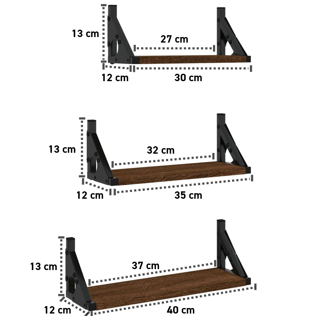 3-tlg. Wandregal