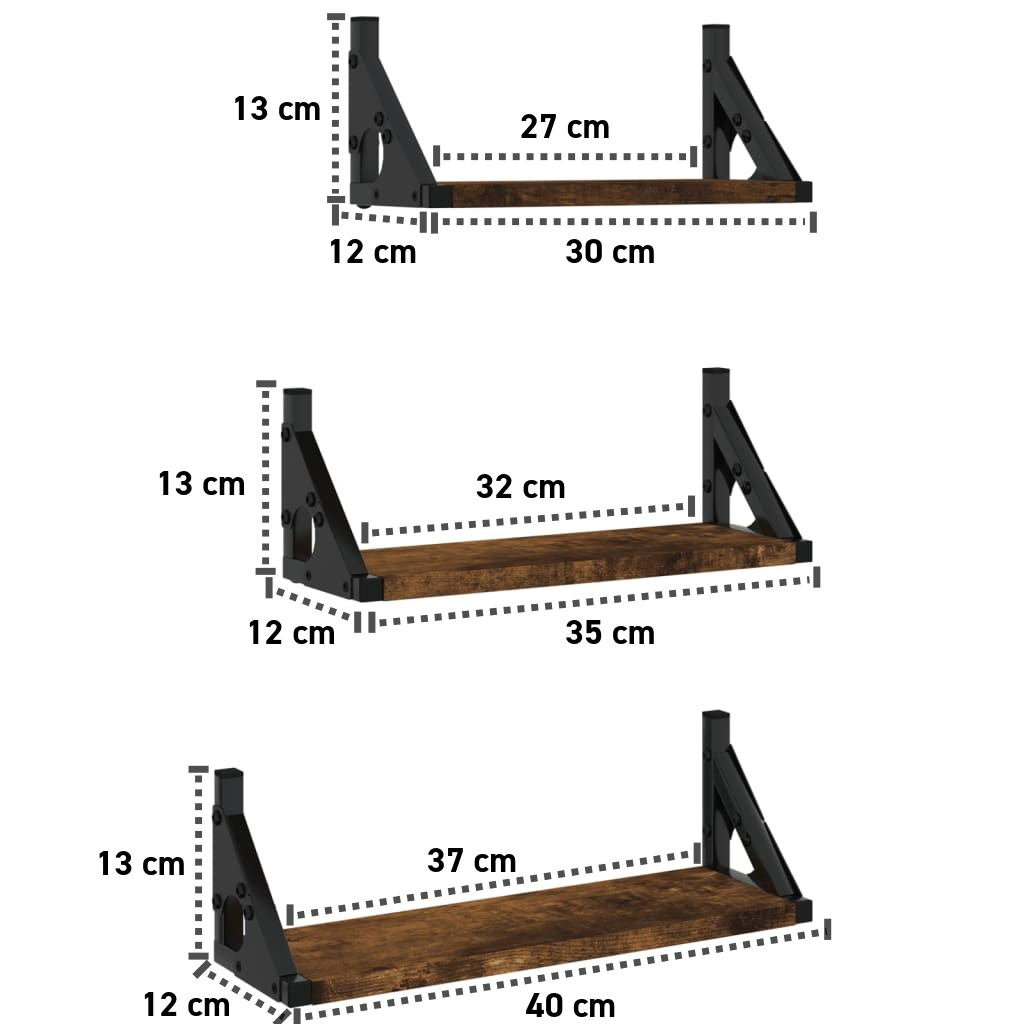 3-tlg. Wandregal