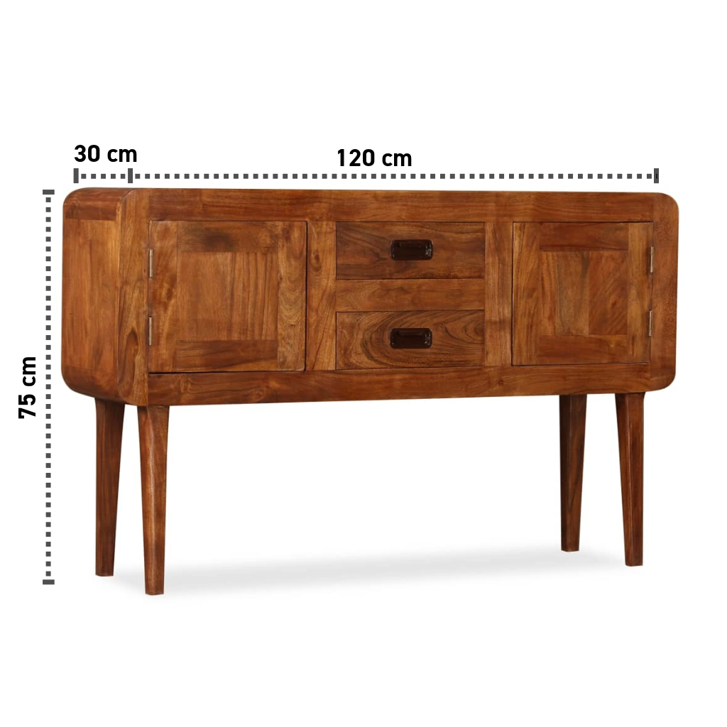 Sideboard 120x30x75 cm Massives Akazienholz