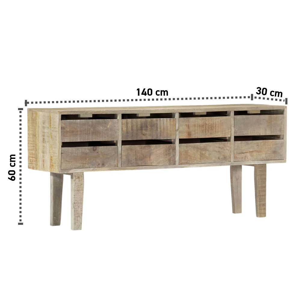 Sideboard 140×30×60 cm Massives Mangoholz