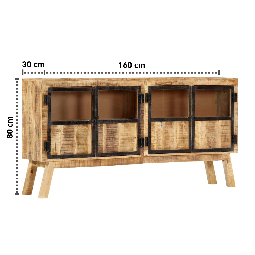 Sideboard 160×30×80 cm Massives Mangoholz