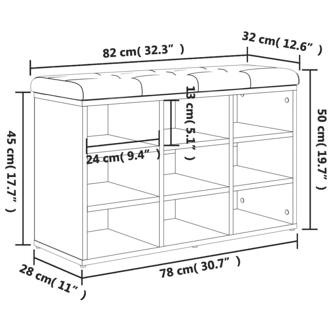 Schuhbank 82x32x50 cm