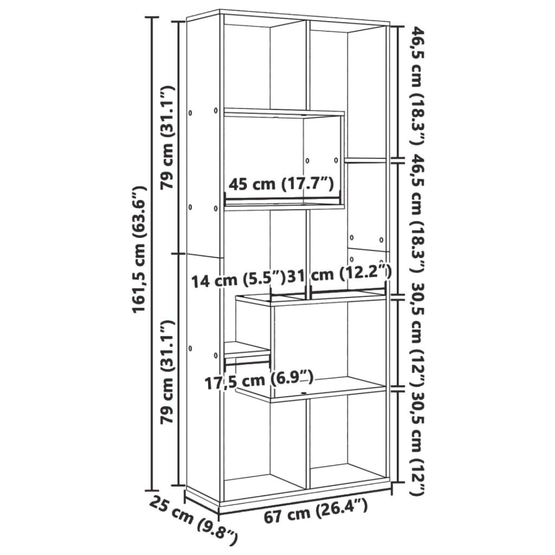 Bücherregal 67x25x161,5 cm