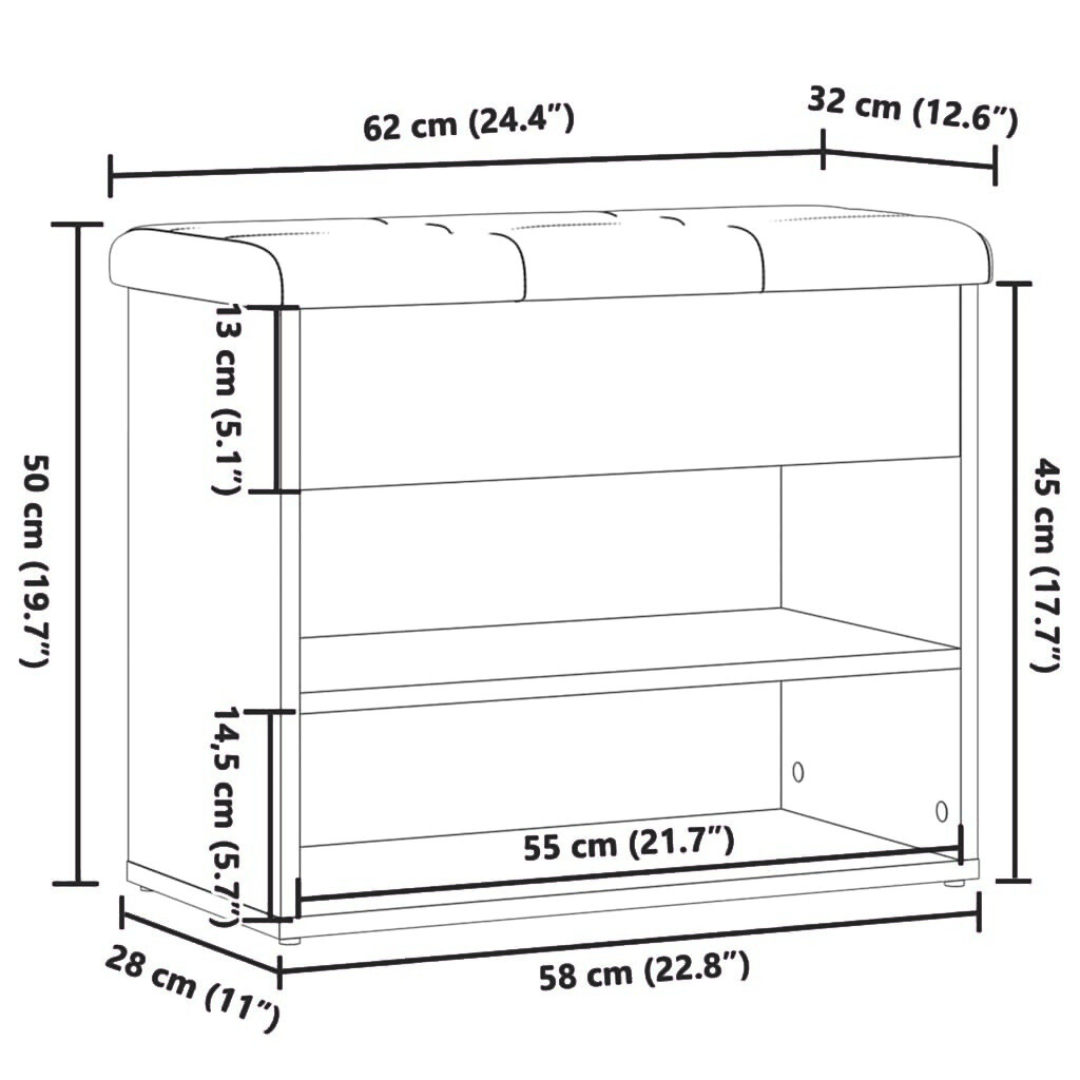 Schuhbank 62x32x50 cm