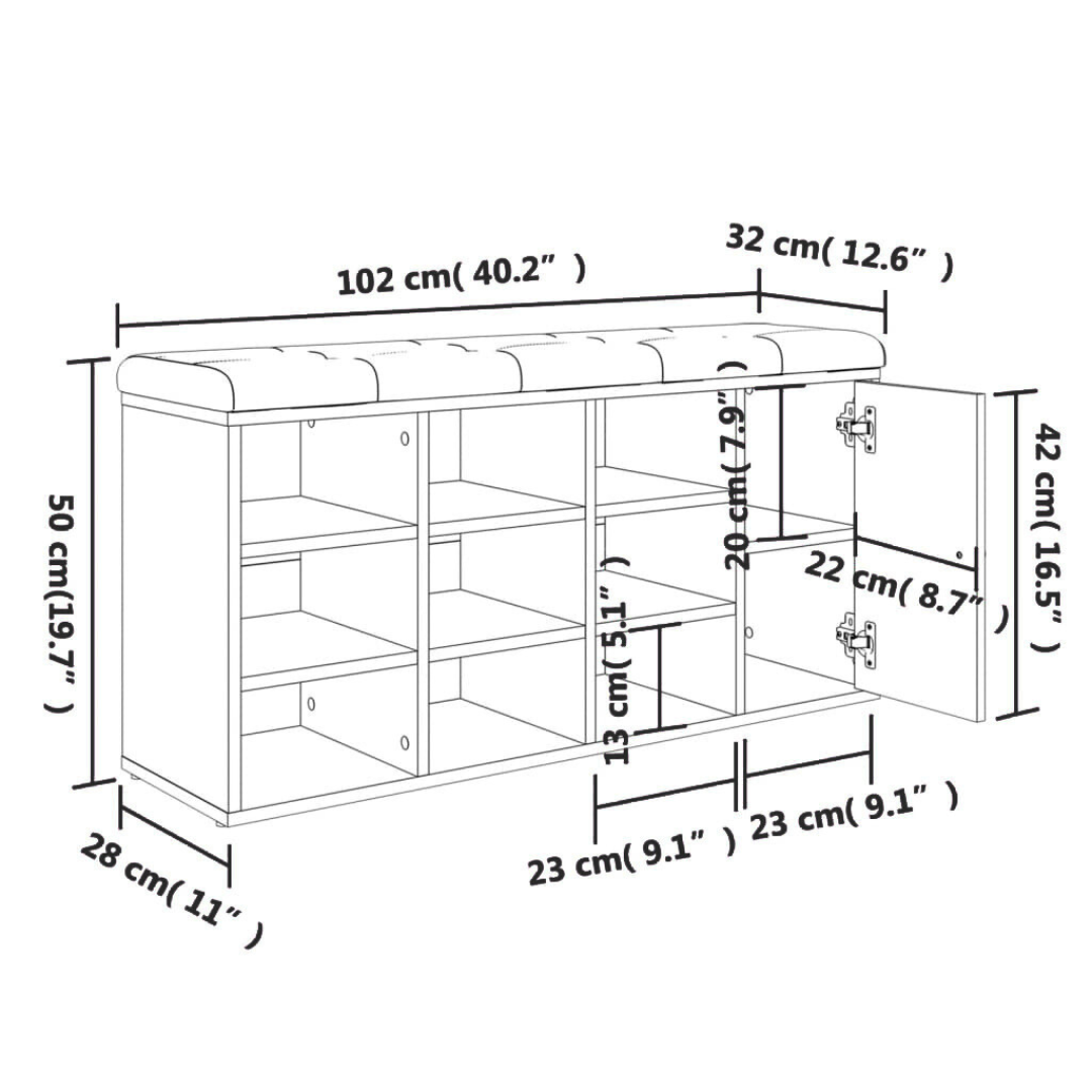 Schuhbank 102x32x50 cm