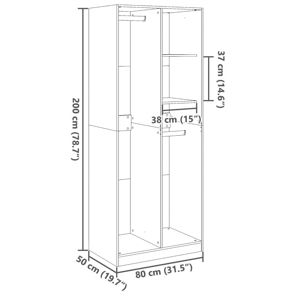 Schwarzer Flurschrank 80x50x200 cm