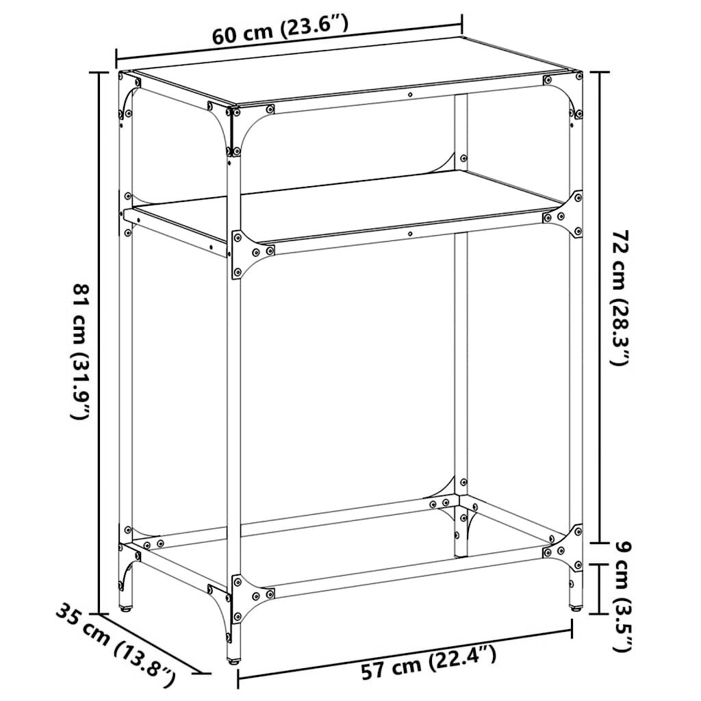 Konsolentisch mit Glasplatte 60x35x81 cm