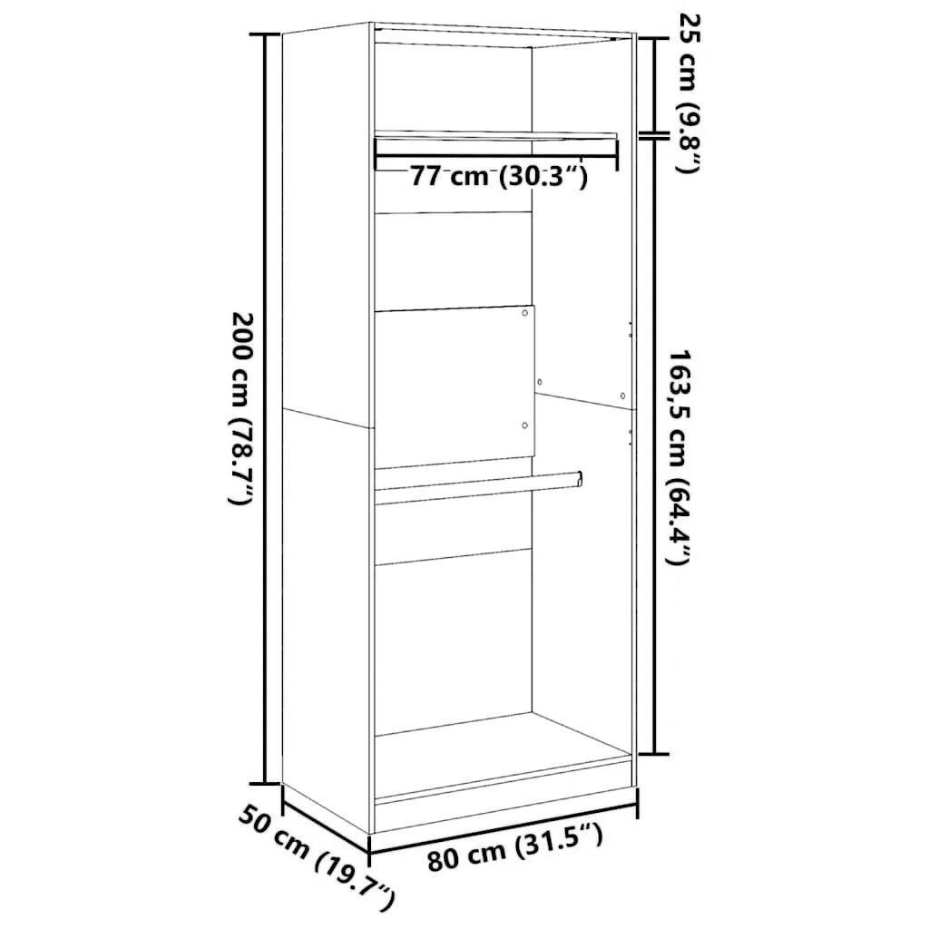 Flurschrank Weiß 80x50x200 cm