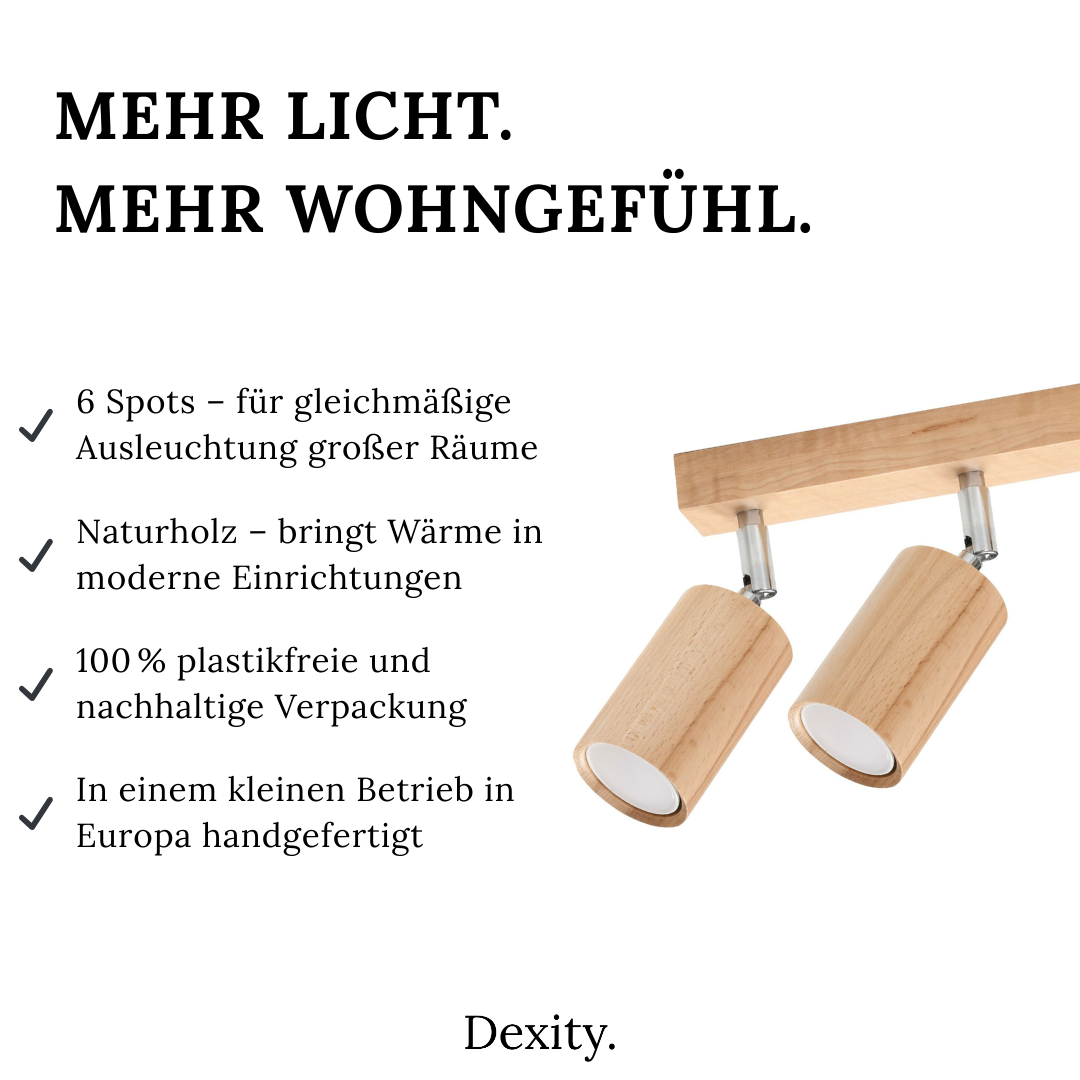 Naturholz-Deckenleuchte „Berg 6“
