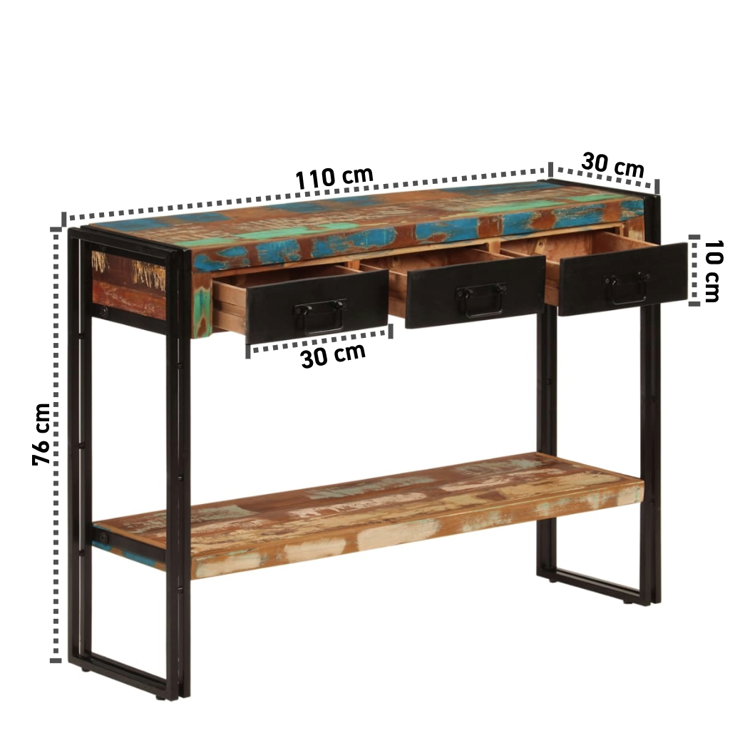 Recycelter Konsolentisch 110x30x76 cm