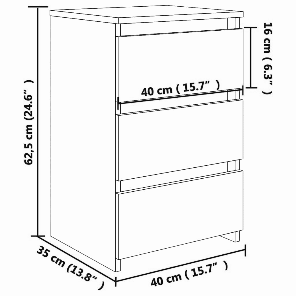 2er-Set Nachttische 40x35x62,5 cm