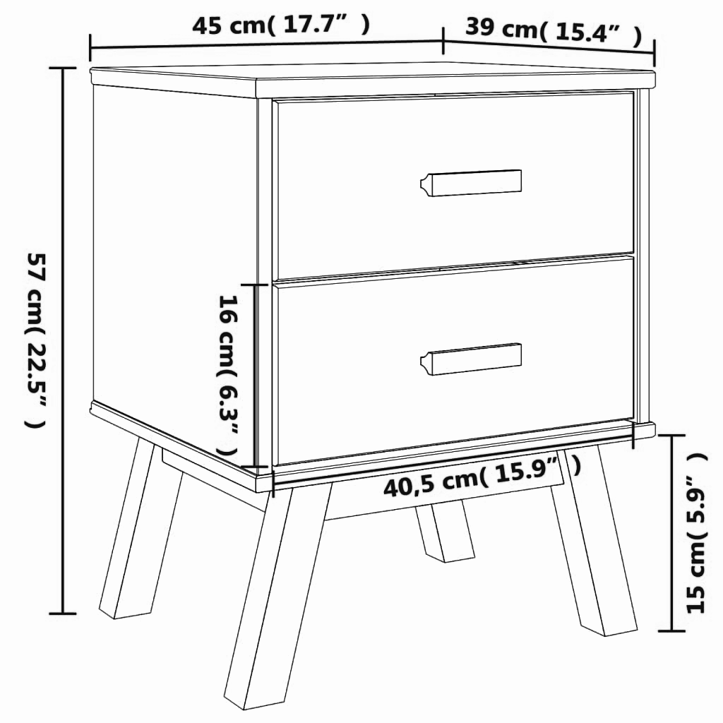 Nachttisch 45x39x57 cm Massives Kiefernholz