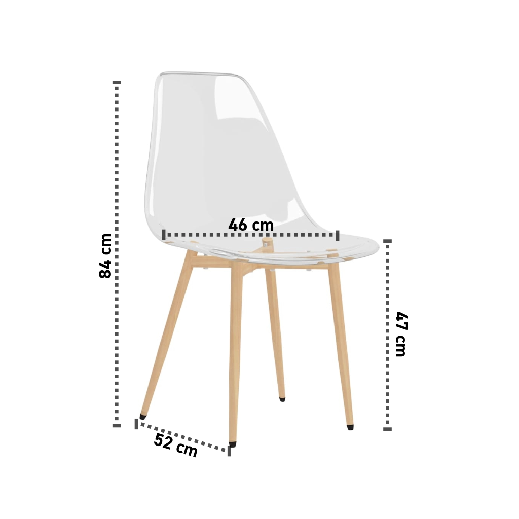 2er-Set Esszimmerstühle Transparent 46 cm