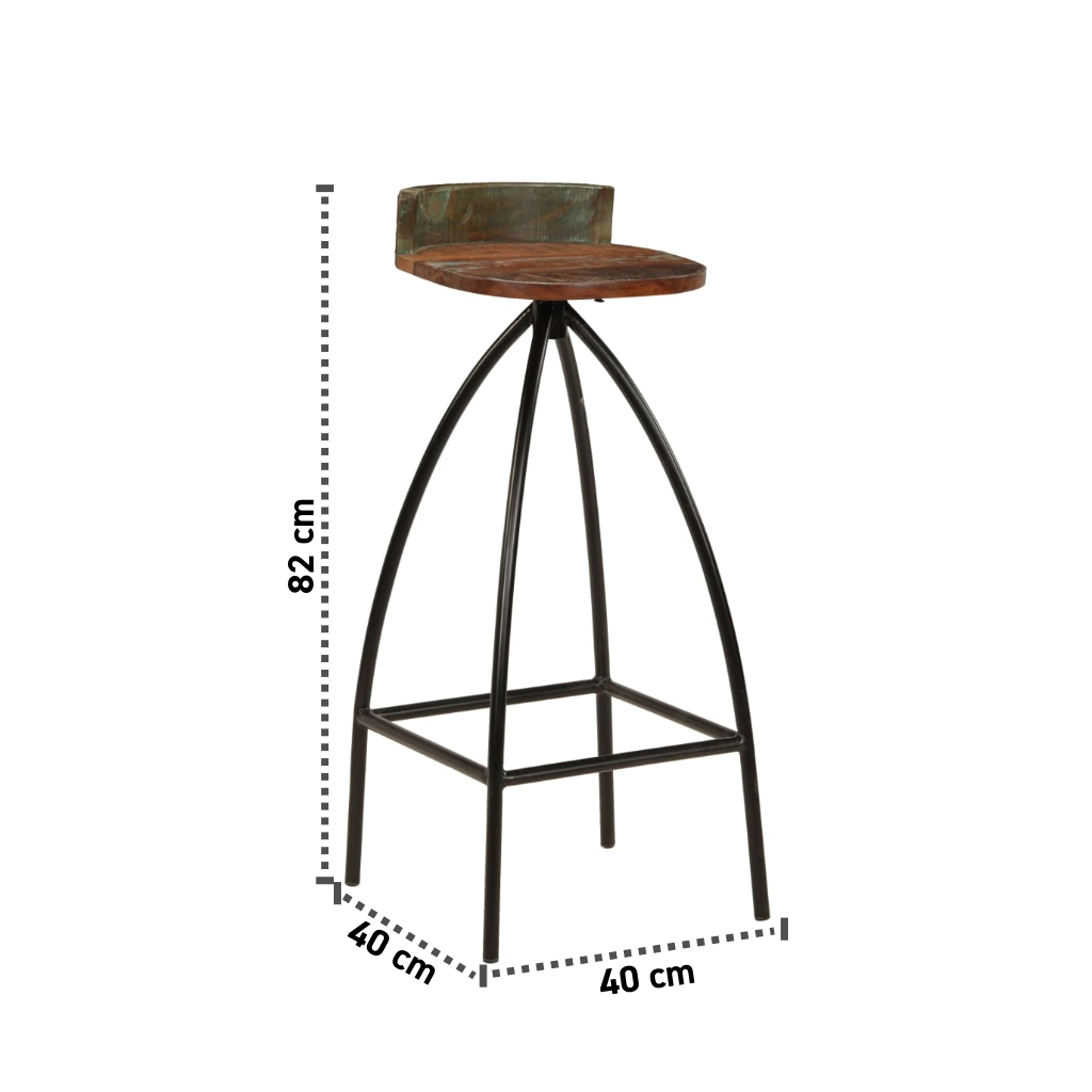 2er-Set Recycelte Barhocker 40 cm