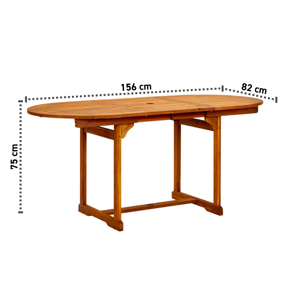 Garten-Esstisch Akazienholz (120-170)x80x75 cm