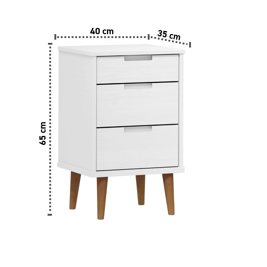 Nachttisch 40x35x65 cm Massives Kiefernholz