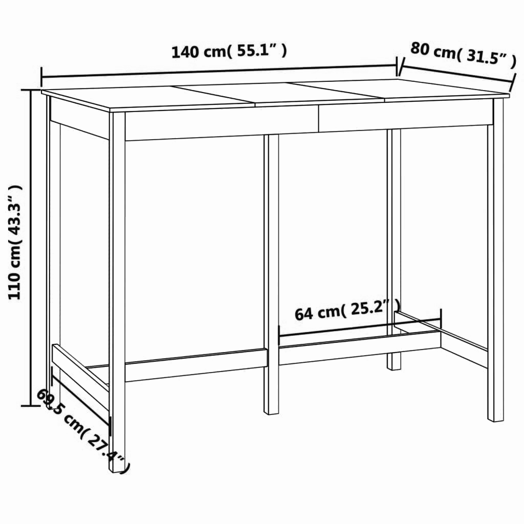 Bartisch 140x80x110 cm