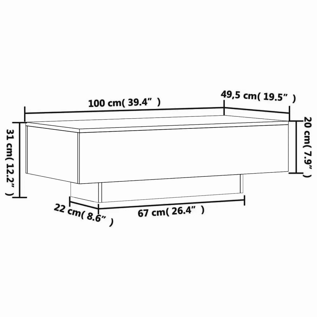 Couchtisch 100x49,5x31 cm