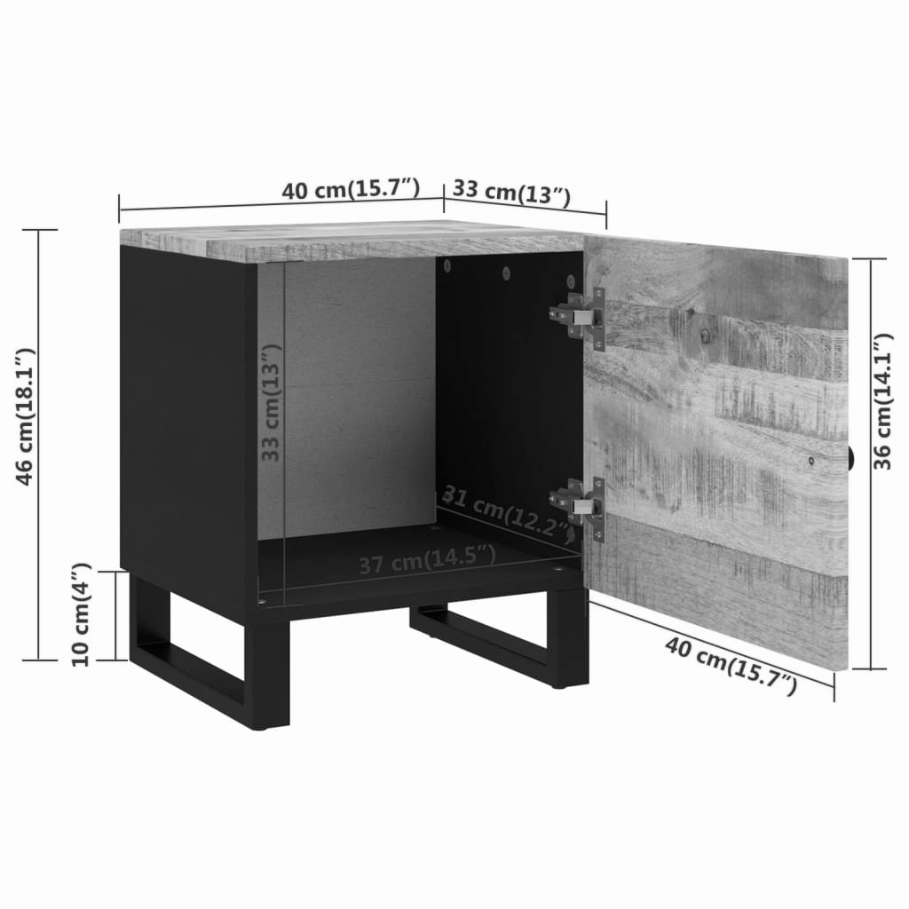 Nachttisch 40x33x46 cm Massivholz