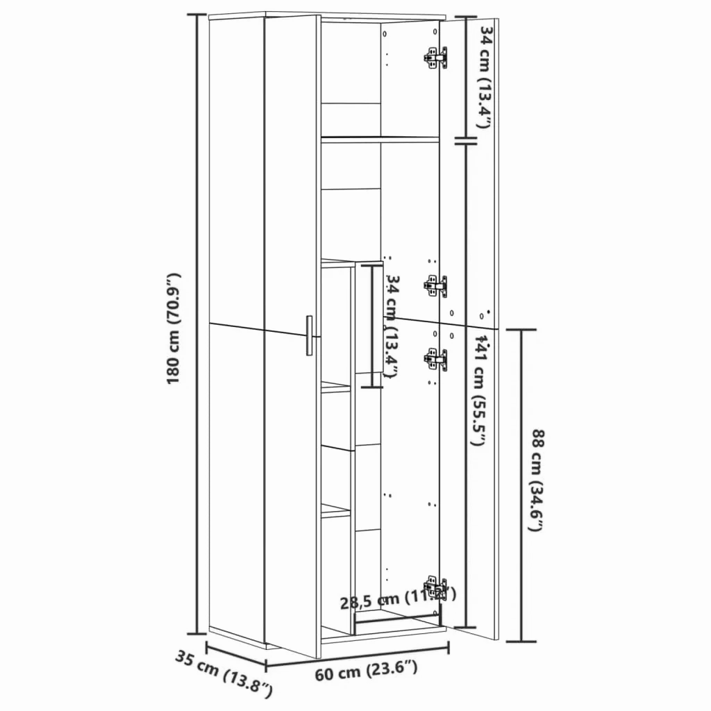 Highboard 60x35x180 cm