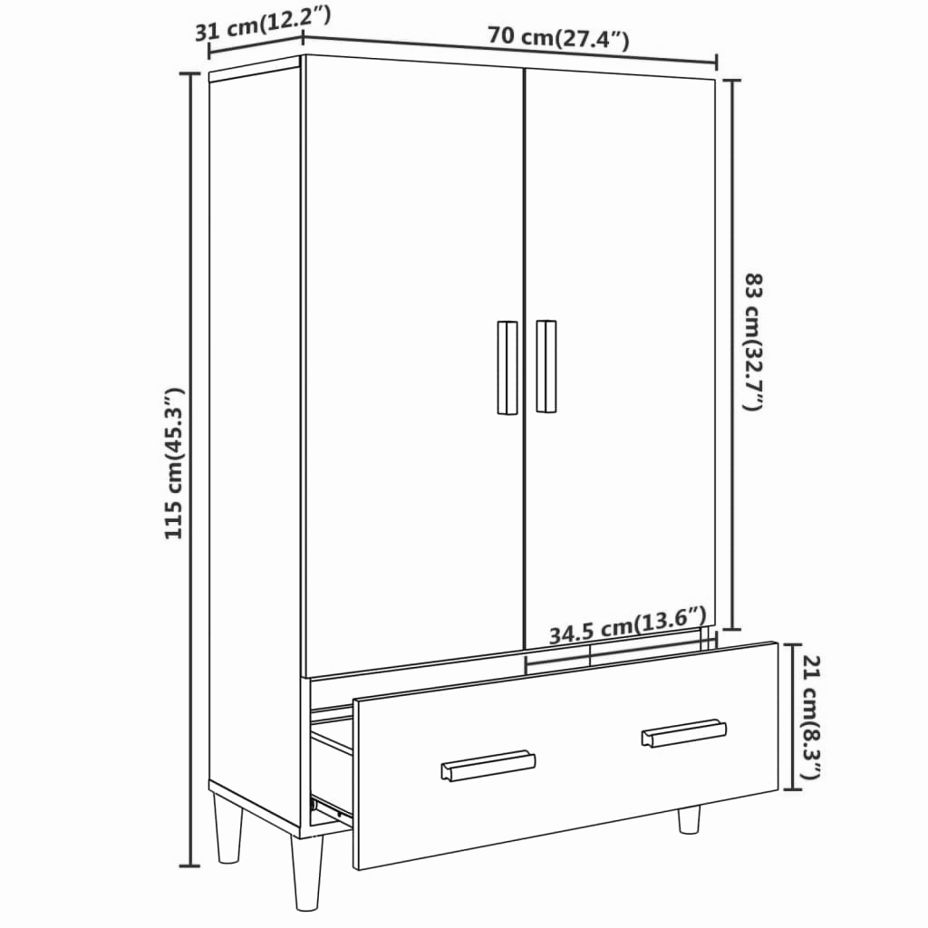 Highboard 70x31x115 cm