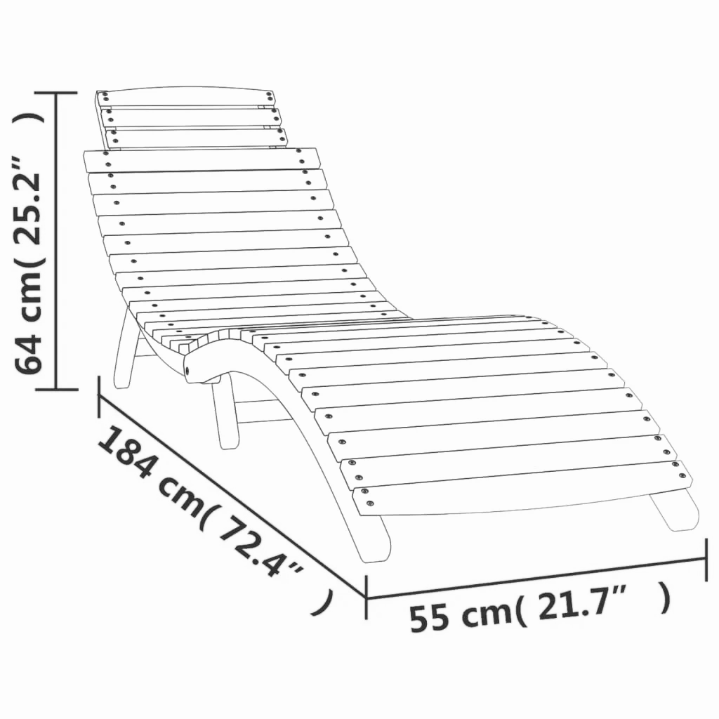 2er-Set Sonnenliegen mit Tisch Weiß 184x55x64 cm