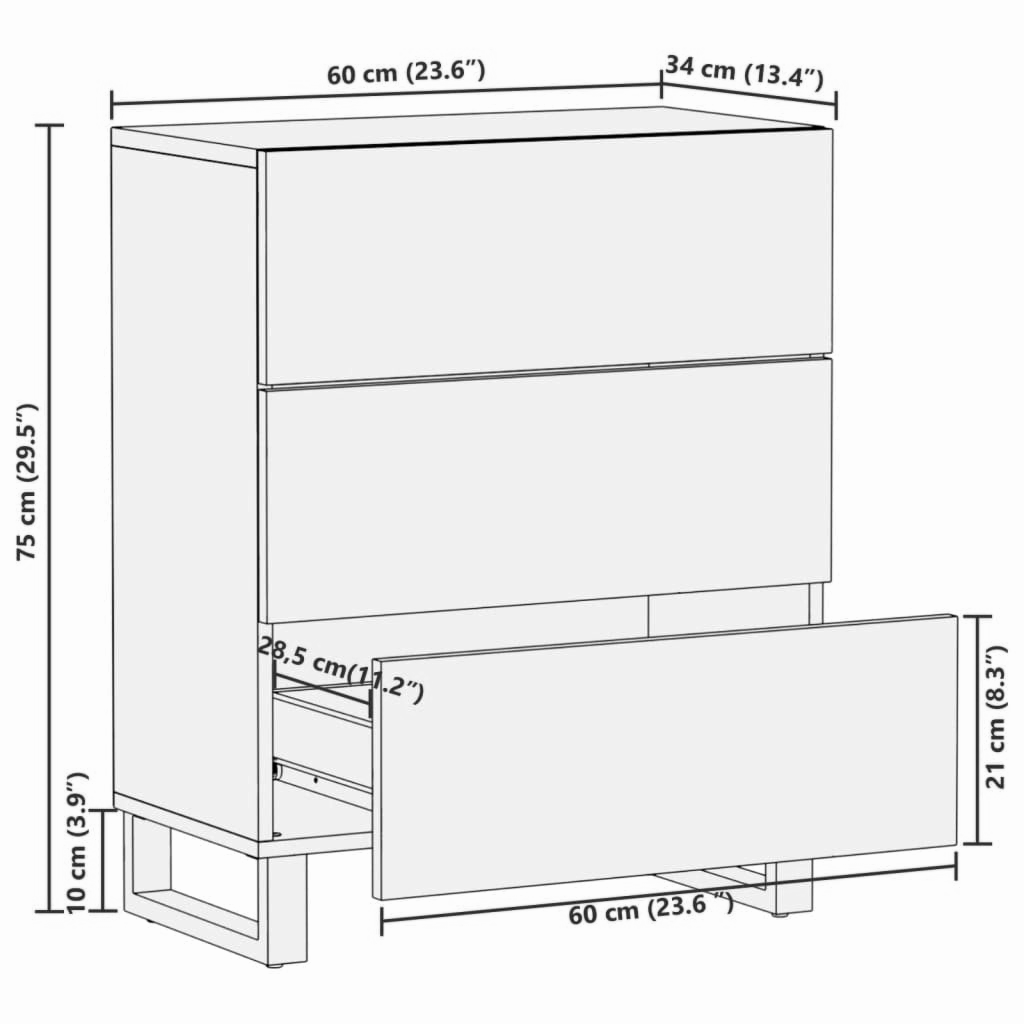 Sideboard 60x34x75 cm Mangoholz