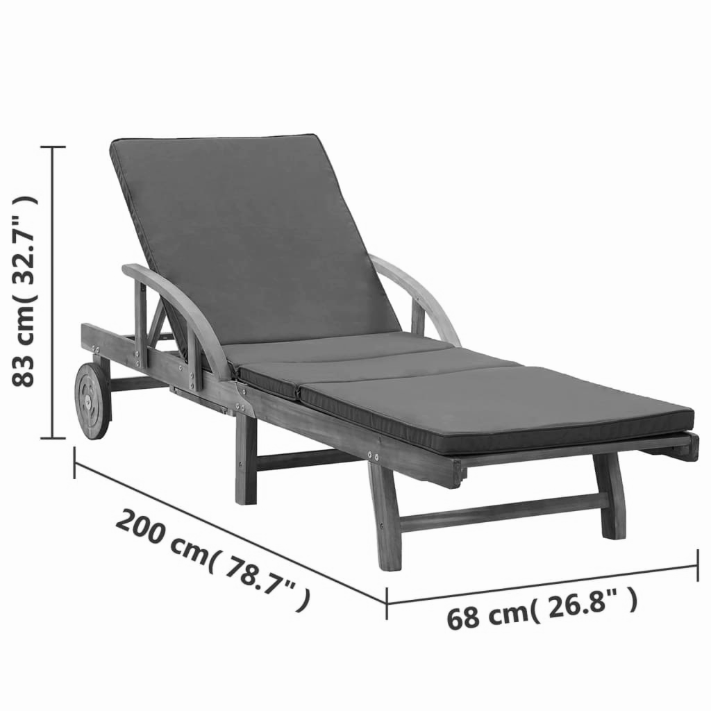 Sonnenliege Akazienholz 200x68x30-83 cm