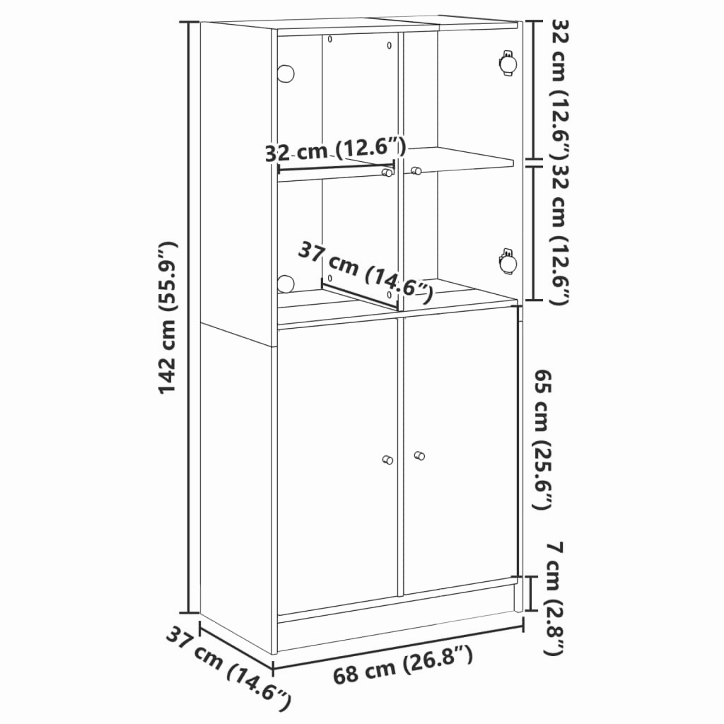 Highboard 68x37x142 cm