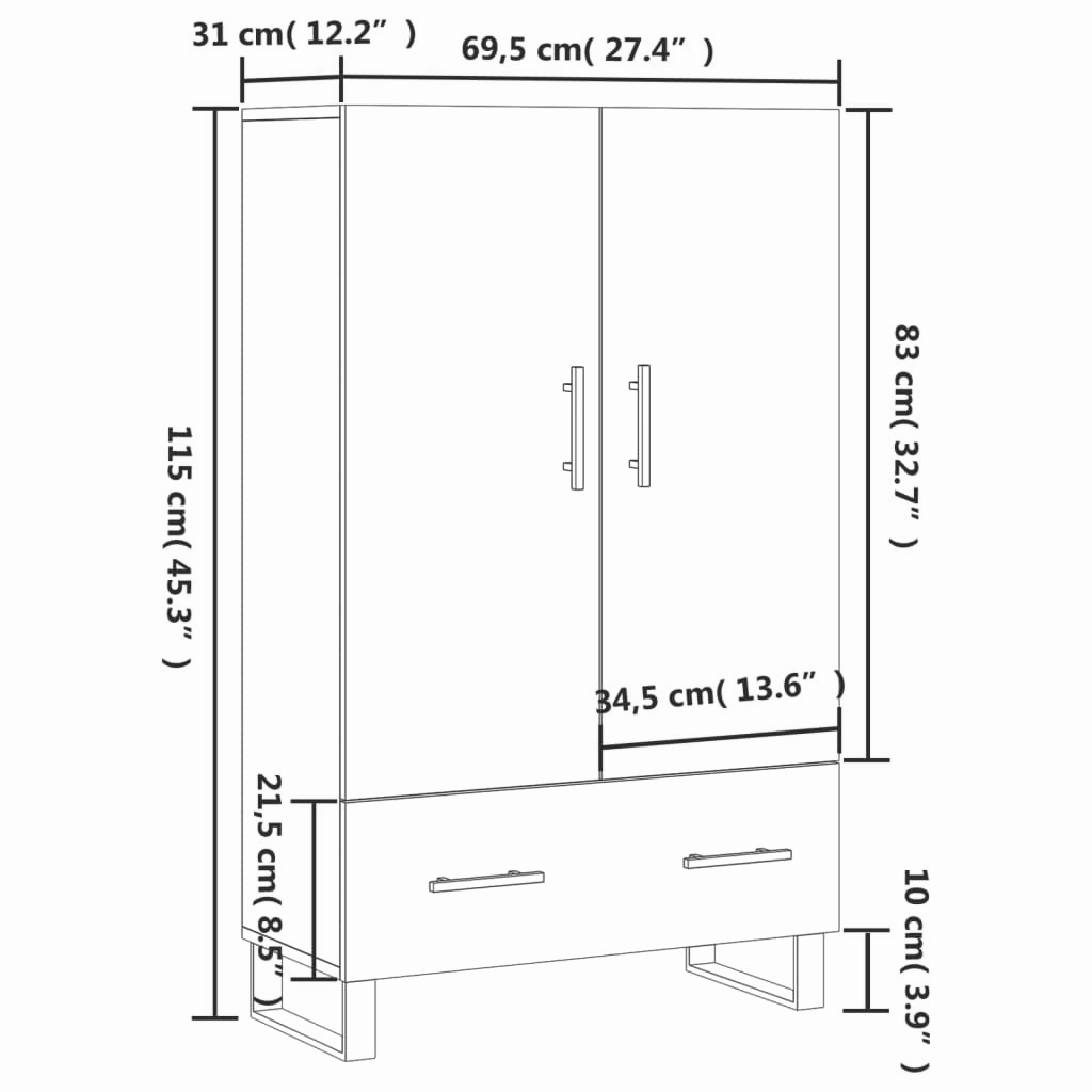 Highboard 69,5x31x115 cm