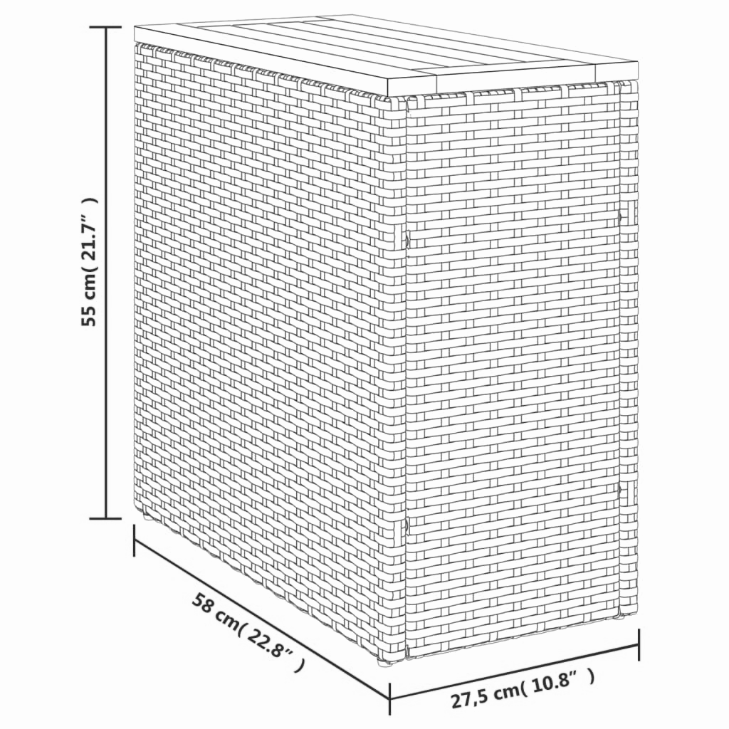 Garten-Beistelltisch Schwarz 58x27,5x55cm