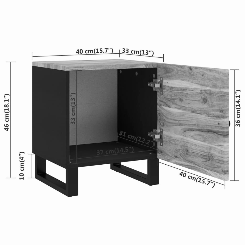 Nachttisch 40x33x46 cm Massivholz