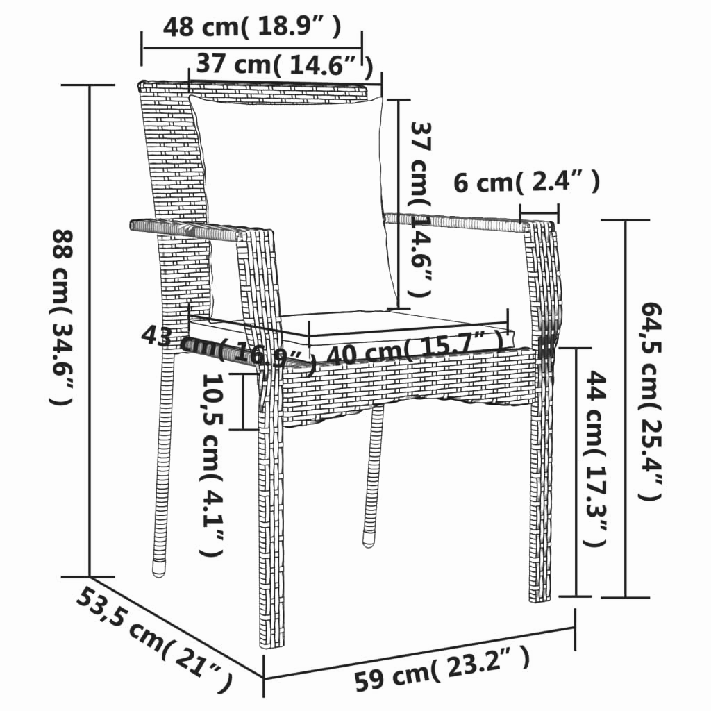 2er-Set Gartenstuhl 40 cm