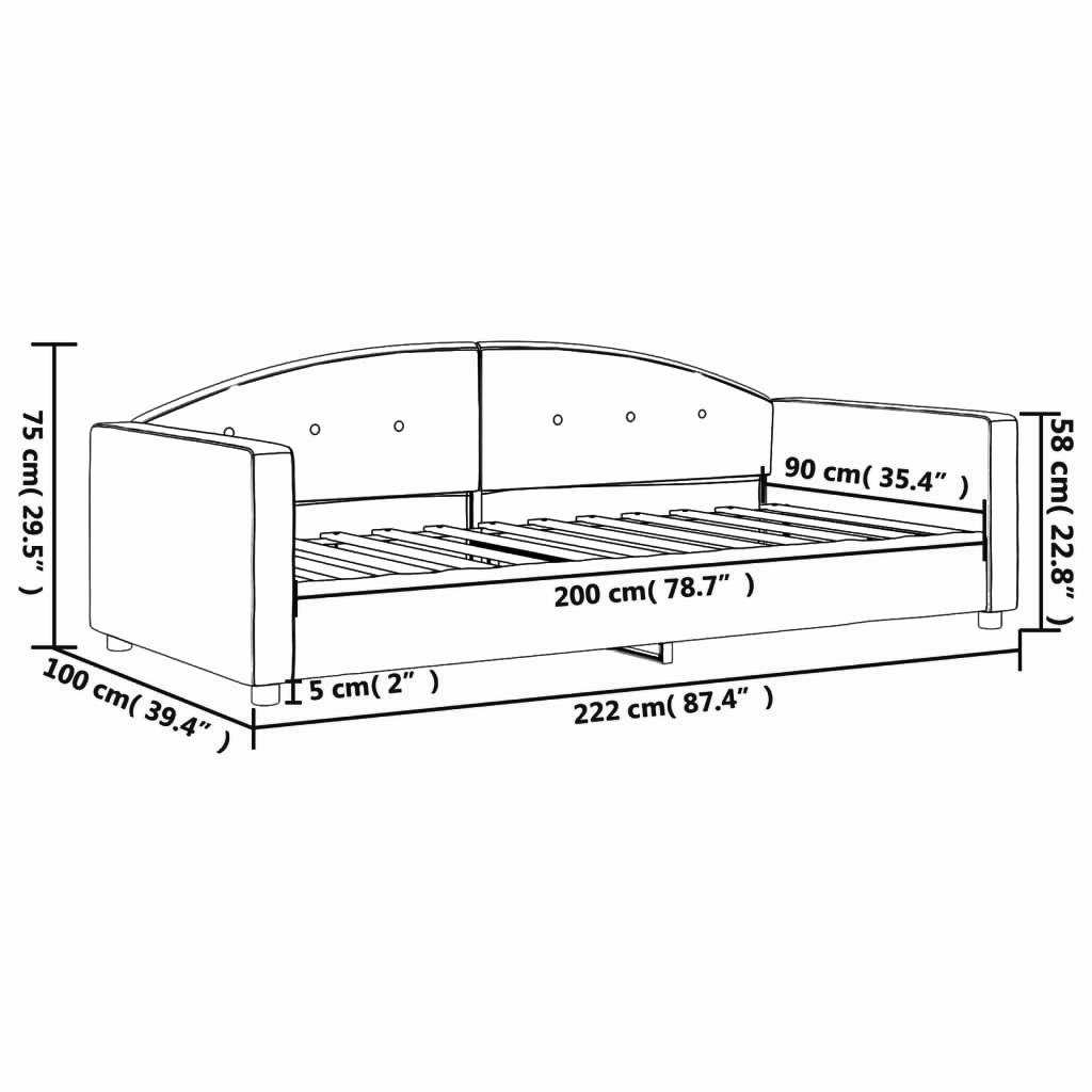 Tagesbett-Gestell 90x200 cm