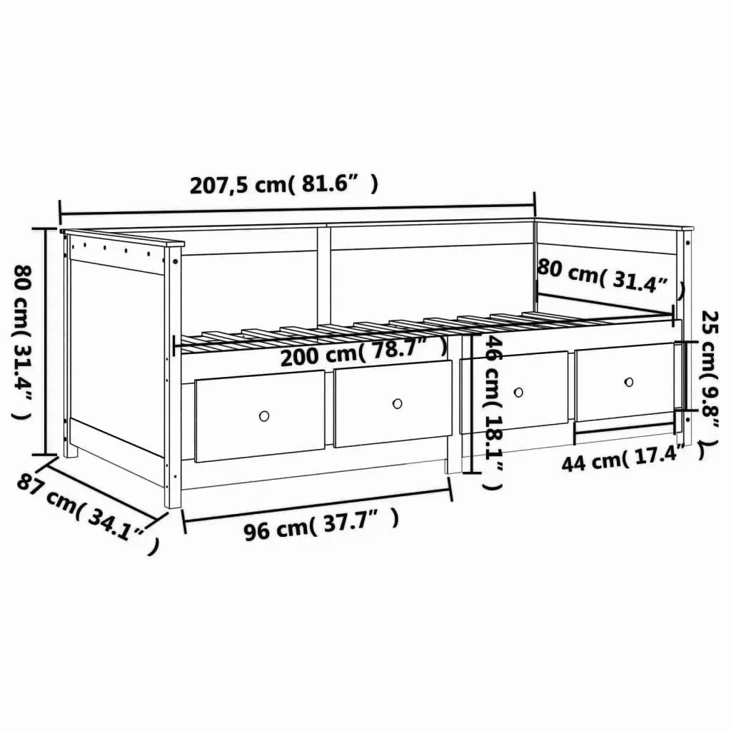 Tagesbett-Gestell 80x200 cm