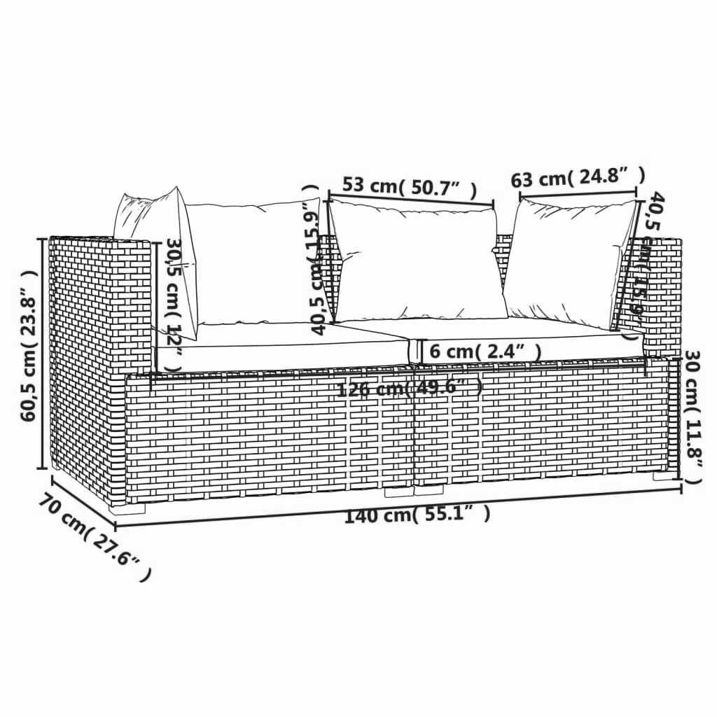 2-Sitzer Gartensofa Braun 140 cm